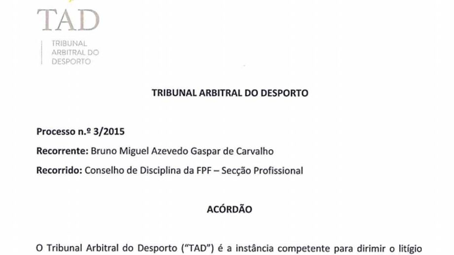 A argumentação do TAD