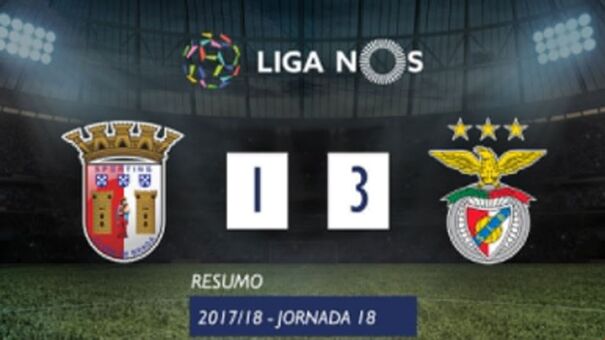 O resumo do Sp. Braga-Benfica (1-3)