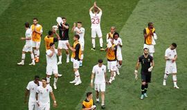A celebração dos jogadores portugueses após o jogo