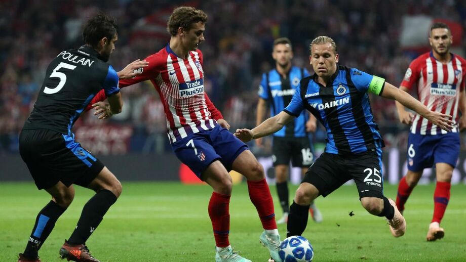 Bis de Griezmann na vitória dos colchoneros diante do Club Brugge