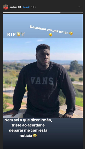 Gedson partilhou homenagem nas redes sociais