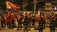 Receção do autocarro do Benfica