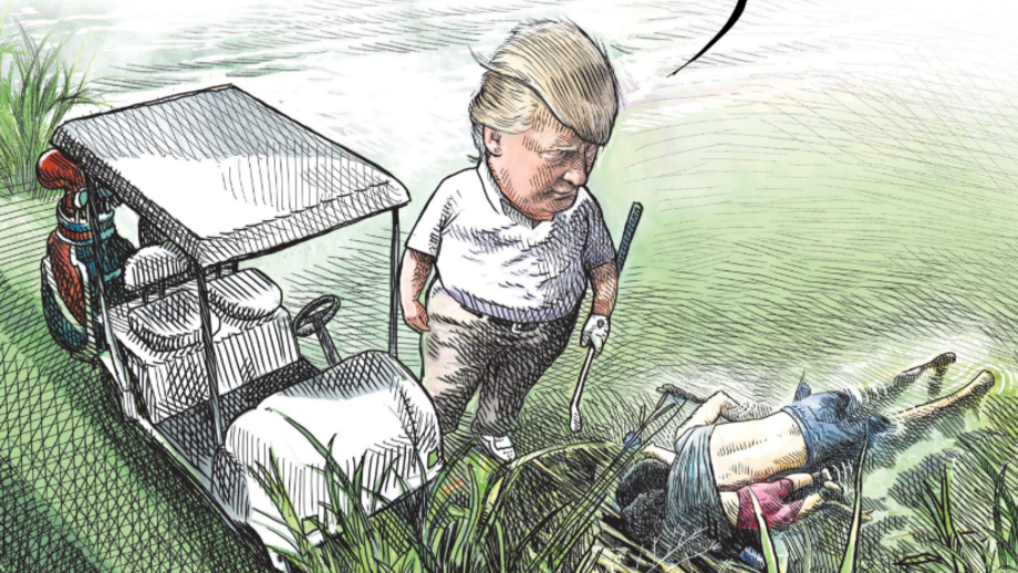 Cartoonista despedido por desenhar Trump junto a pai e filha que morreram abraçados