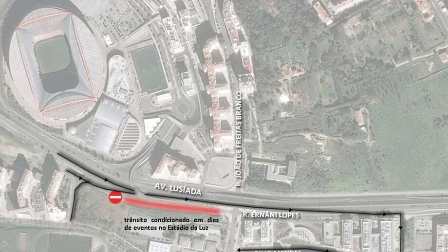 Trânsito condicionado junto ao Estádio da Luz