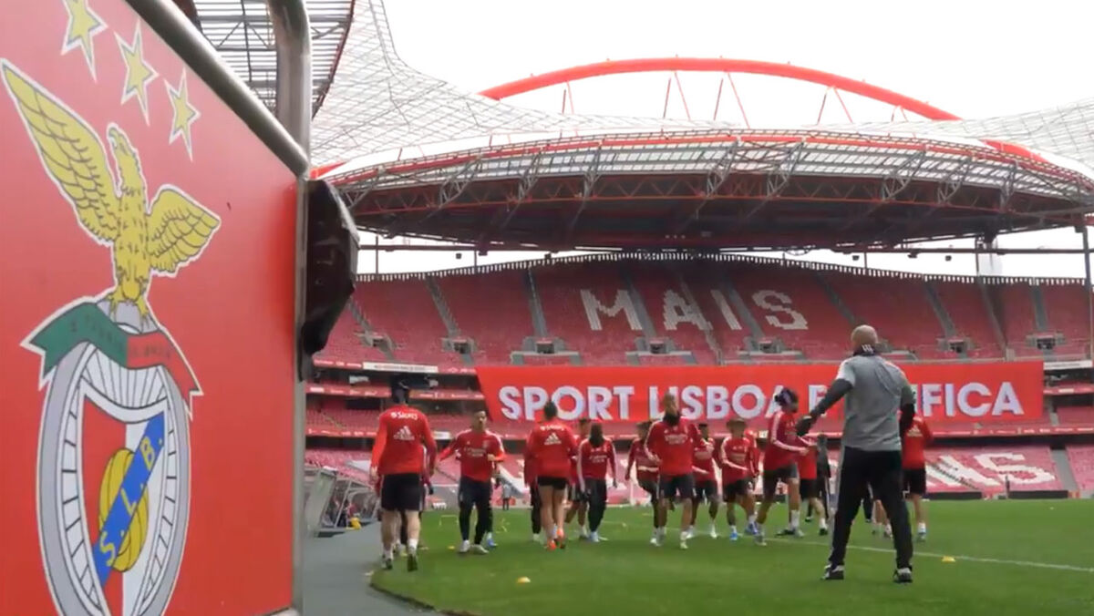 Benfica mostra treino no novo relvado da Luz - Record