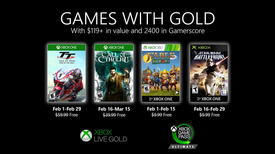 Games with Gold de fevereiro foram revelados