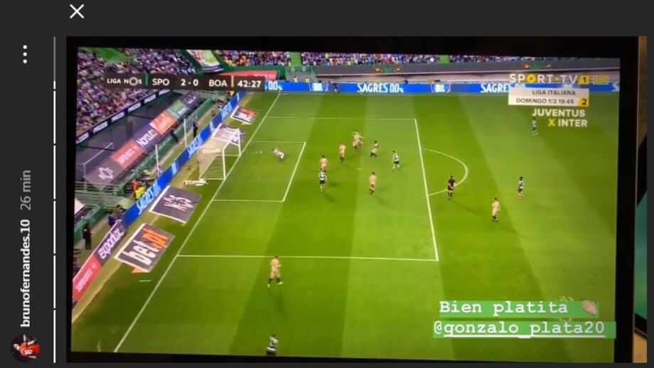 Depois de brilhar pelo United, Bruno Fernandes foi ver o Sporting e deixou elogios