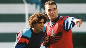 Rui Costa e Jorge Costa juntos num treino em 1993