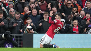Bruno Fernandes a celebrar um golo pelo Manchester United
