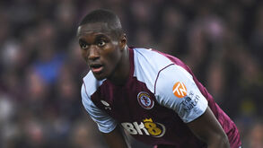 Aston Villa's Moussa Diaby during the Europa Conference League semi final soccer match between Aston Villa and Olympiacos FC at