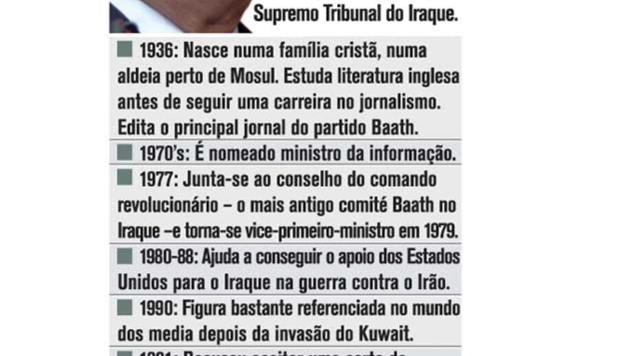 Tariq Aziz condenado à pena de morte