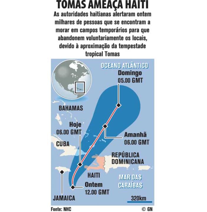 Tempestade tropical Tomas ameaça Haiti