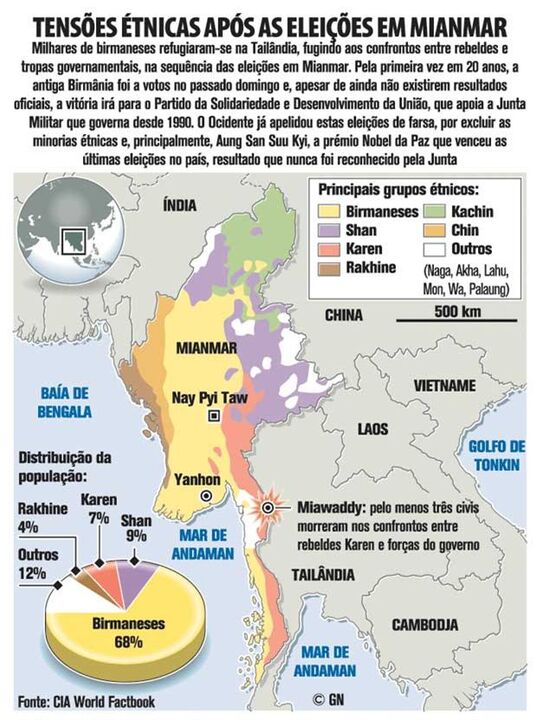 Tensões étnicas após as eleições em Mianmar