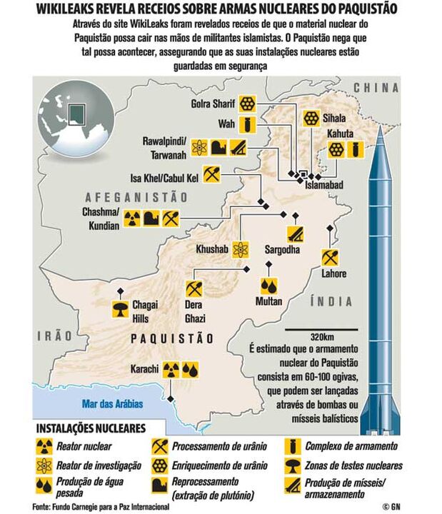 Wikileaks revela receios sobre armas nucleares do Paquistão