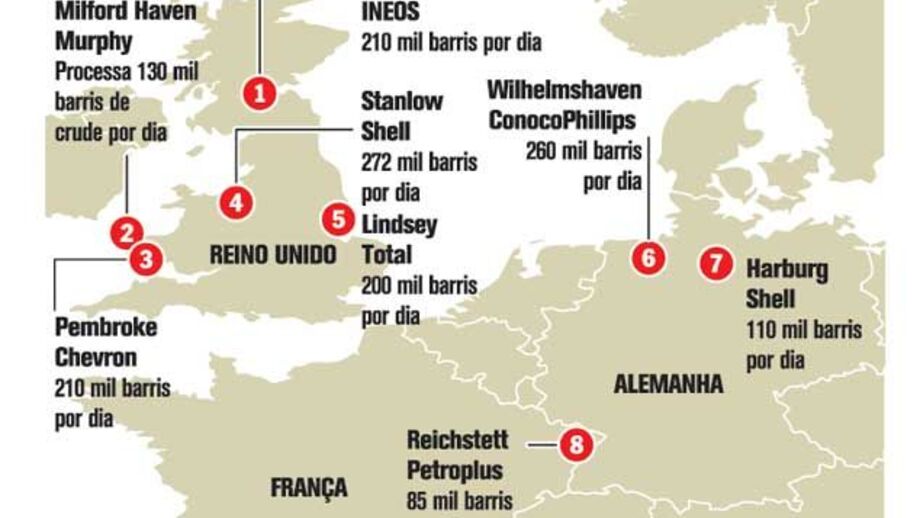 Refinarias de petróleo europeias à vista