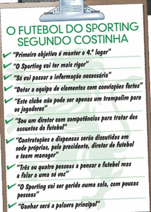 O que Costinha pretendia para o futebol leonino