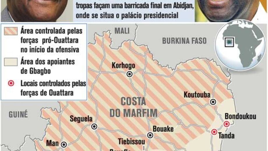 Rebeldes da Costa do Marfim cercam Abidjan
