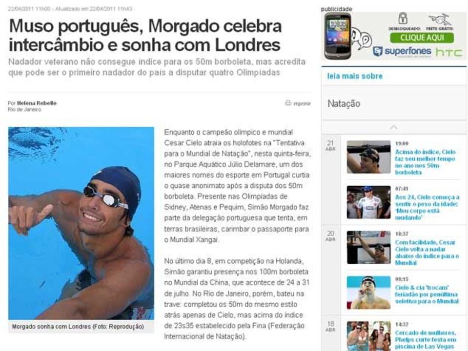 Natação: Simão Morgado em destaque no Brasil