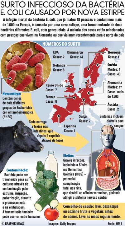 Surto infeccioso da bactéria e.coli causado por nova estirpe