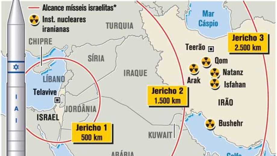 Israel testa míssil capaz de atingir o Irão