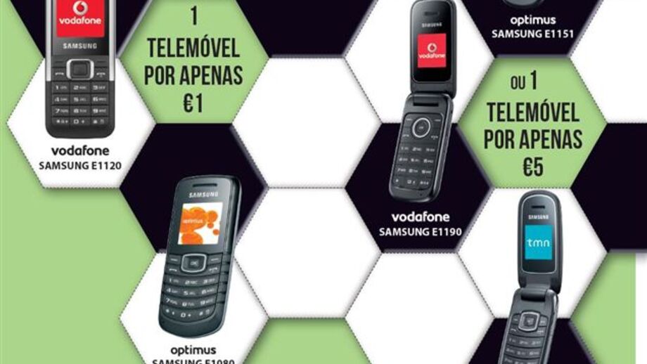 1 telemóvel por apenas €1 ou 1 telemóvel por apenas €5