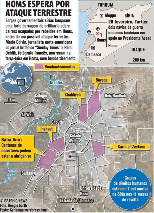 Homs espera por ataque terrestre
