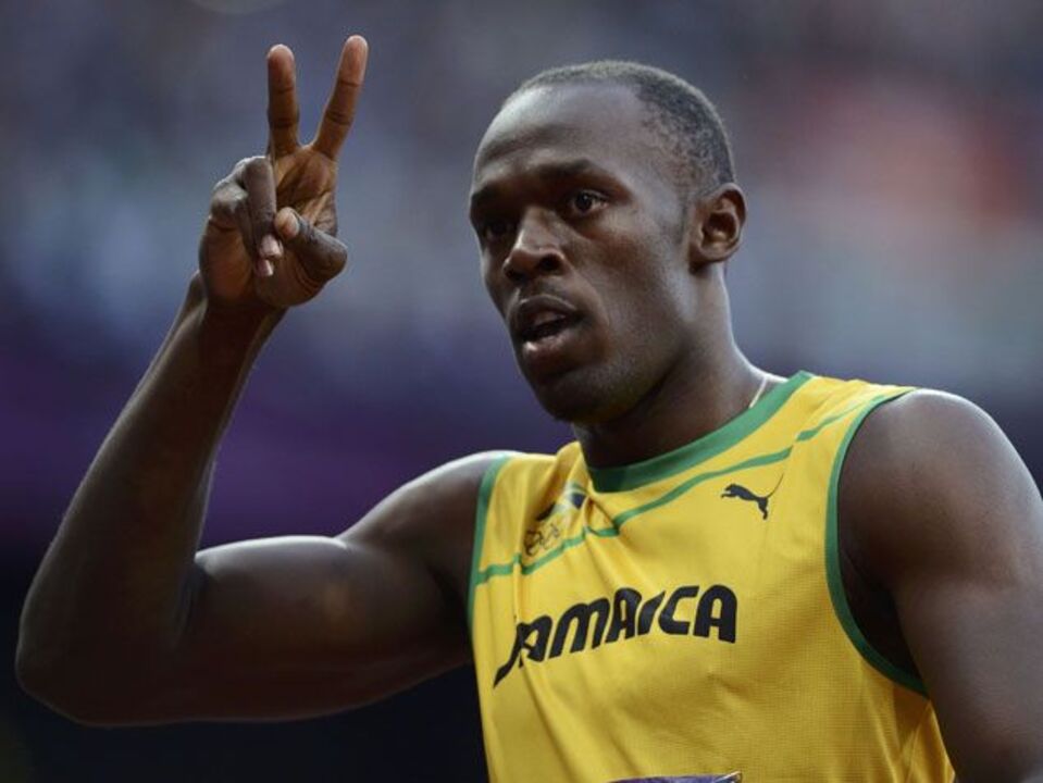 Usain Bolt e Blake na final dos 100m