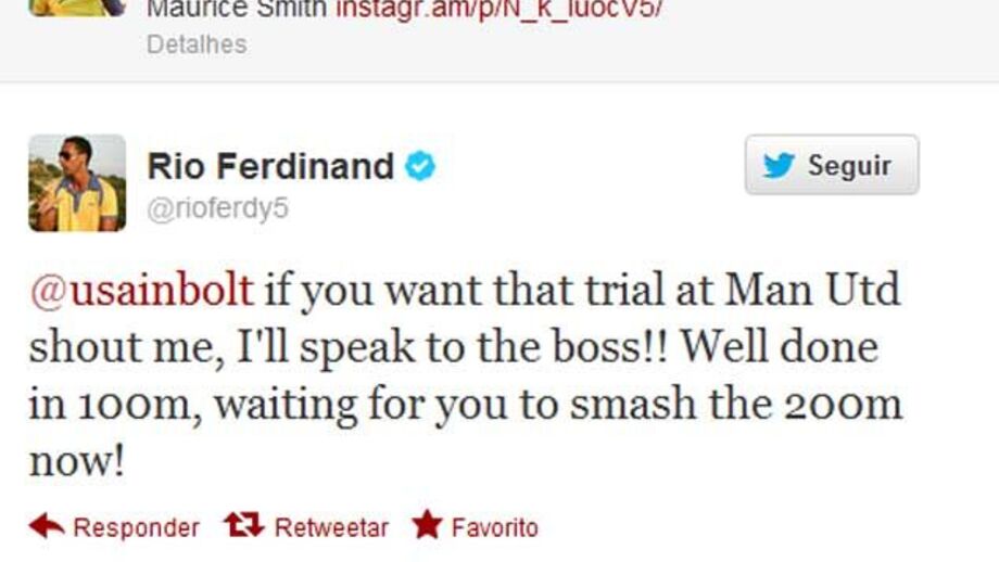 Rio Ferdinand apoia Bolt no Man. United