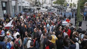 Protestos junto do Congresso de Deputados em Madrid