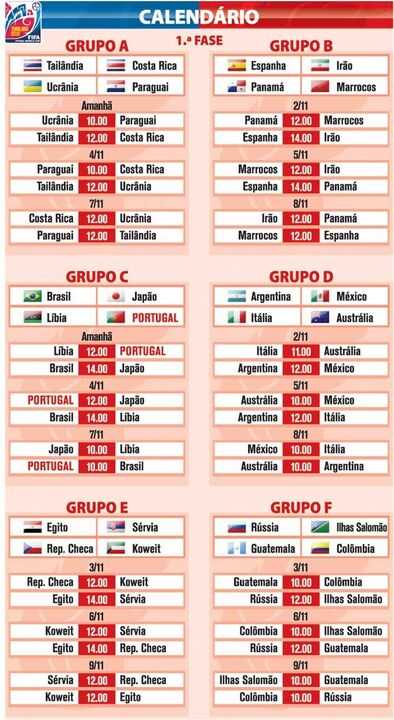 Calendario Mundial futsal 2012