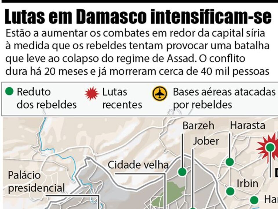 Lutas em Damasco intensificam-se