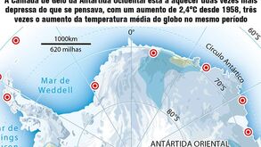 Gelo da Antártida em fusão rápida