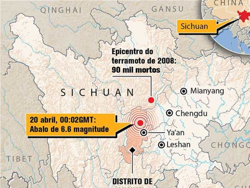 Resgate complicado após terramoto na China