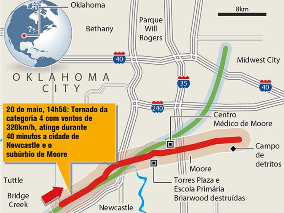 Tornado mortífero assola Oklahoma