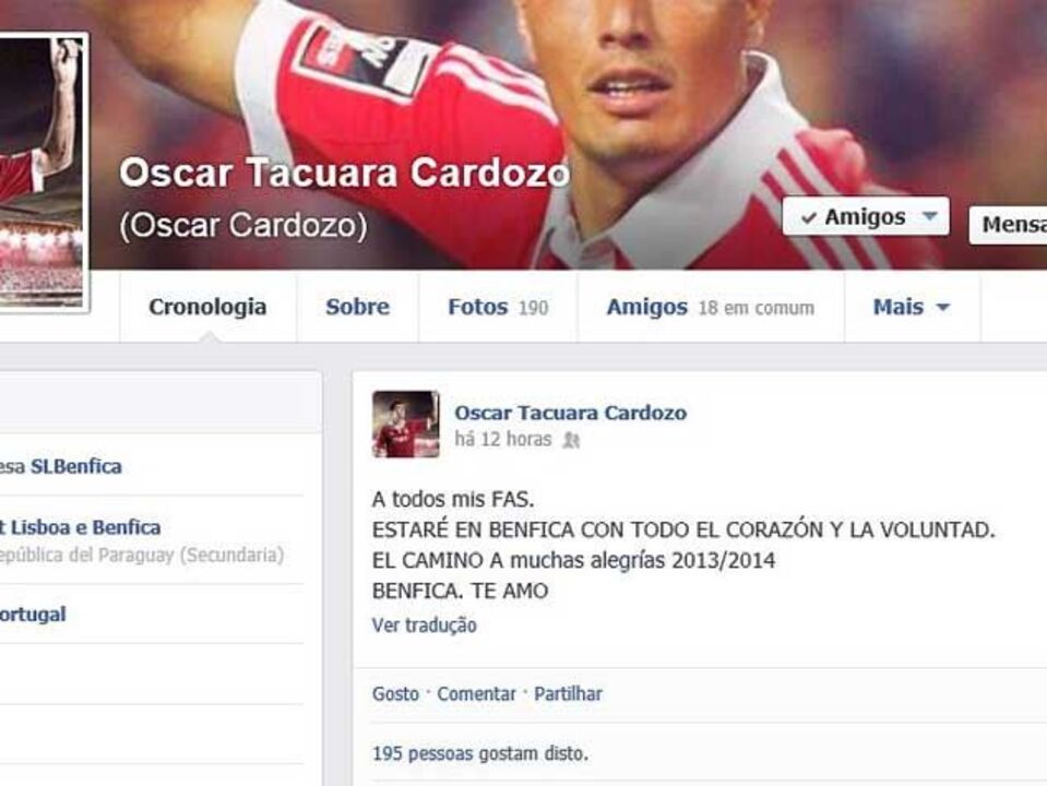 Empresário de Cardozo nega mensagem do Tacuara
