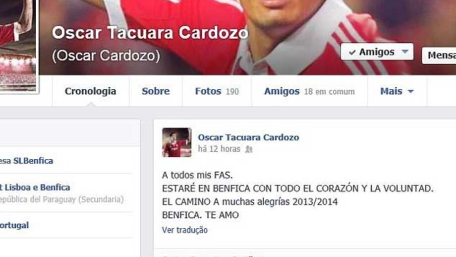 Empresário de Cardozo nega mensagem do Tacuara