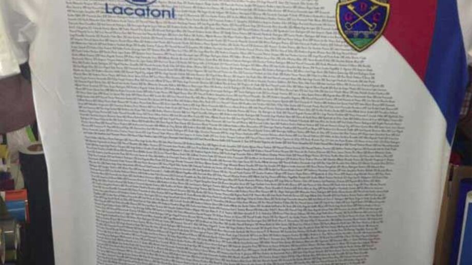 Camisola alternativa com nome dos sócios