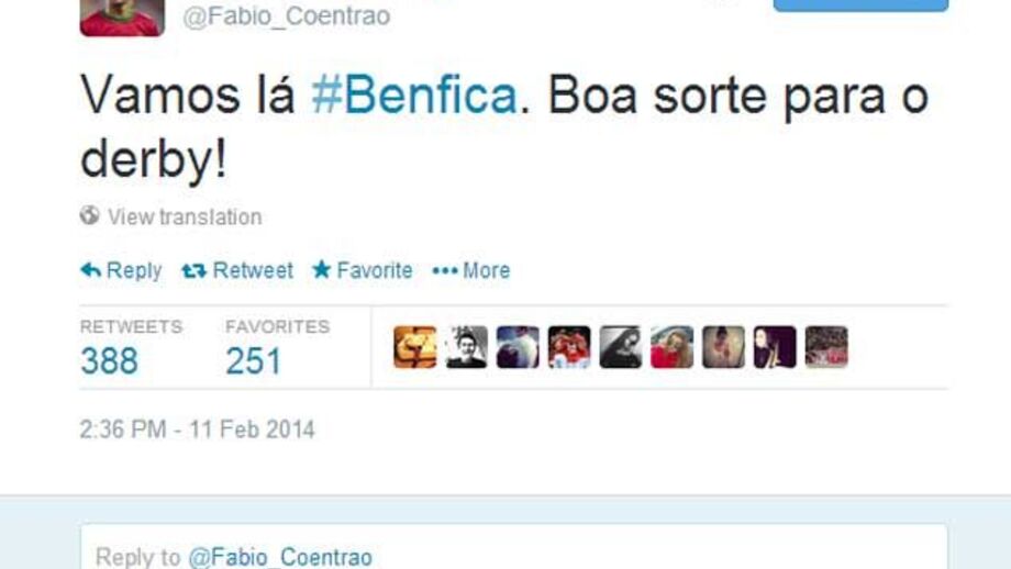 Coentrão: «Boa sorte para o dérbi»