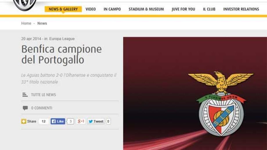 Juventus destaca título encarnado