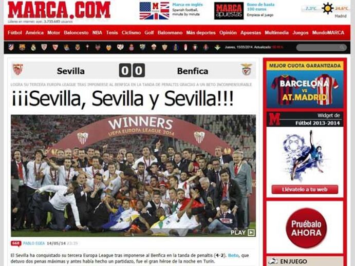 O Sevilha-Benfica na imprensa mundial
