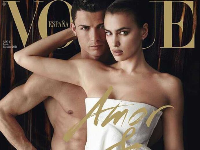 Ronaldo nu ao lado de Irina na capa da Vogue espanhola