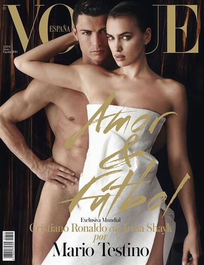 Ronaldo nu ao lado de Irina na capa da Vogue espanhola