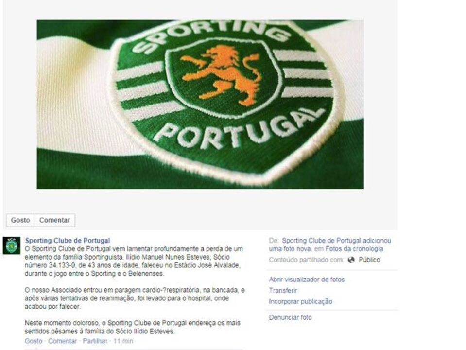 Adepto leonino morreu em Alvalade
