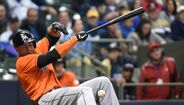 Giancarlo Stanton e um KO com bola atirada a 141 km/h