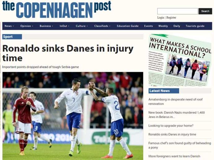Dinamarqueses chamam  'carrasco' e'satanás' a Ronaldo