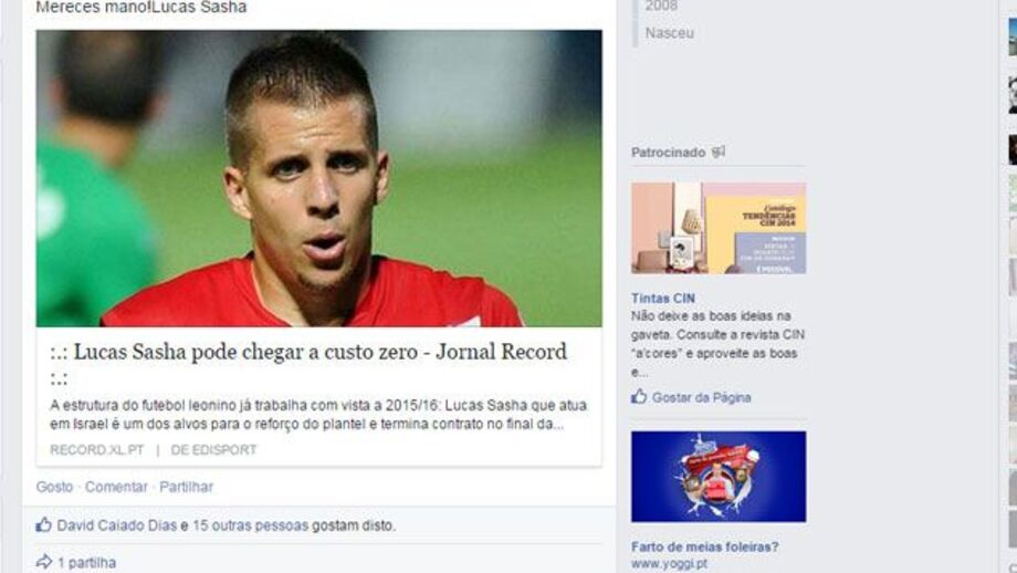 Lucas Sasha "a torcer para dar certo"