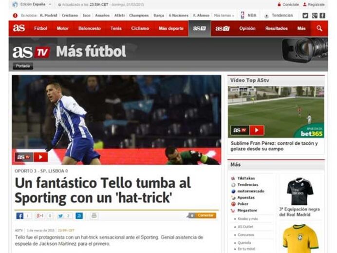 Tello em destaque na imprensa espanhola