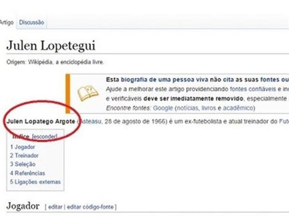 Wikipédia bloqueia edições nas páginas de Lopetegui e Jesus