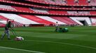 Assim está o relvado da Luz à espera do clássico...