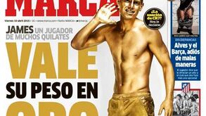 "Marca" pinta James Rodríguez de dourado